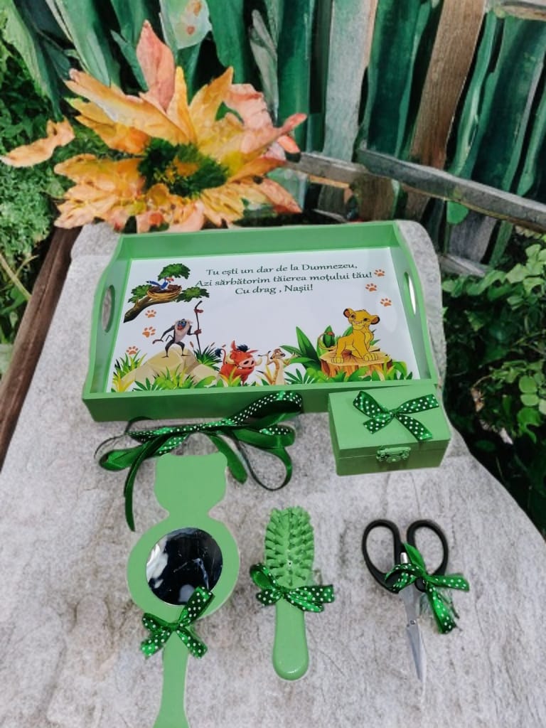 Tavita mot turta print colorata - green lion king - O B S I D I O N