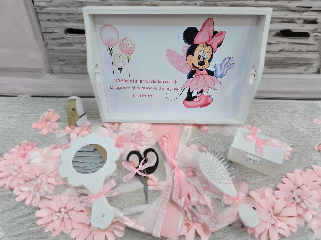 Tavita mot turta print colorata - powder pink Minnie pixie - O B S I D I O N