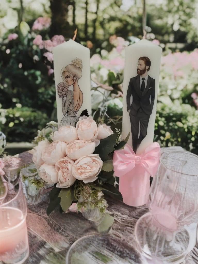 Lumanari cununie basic -  baby pink - O B S I D I O N