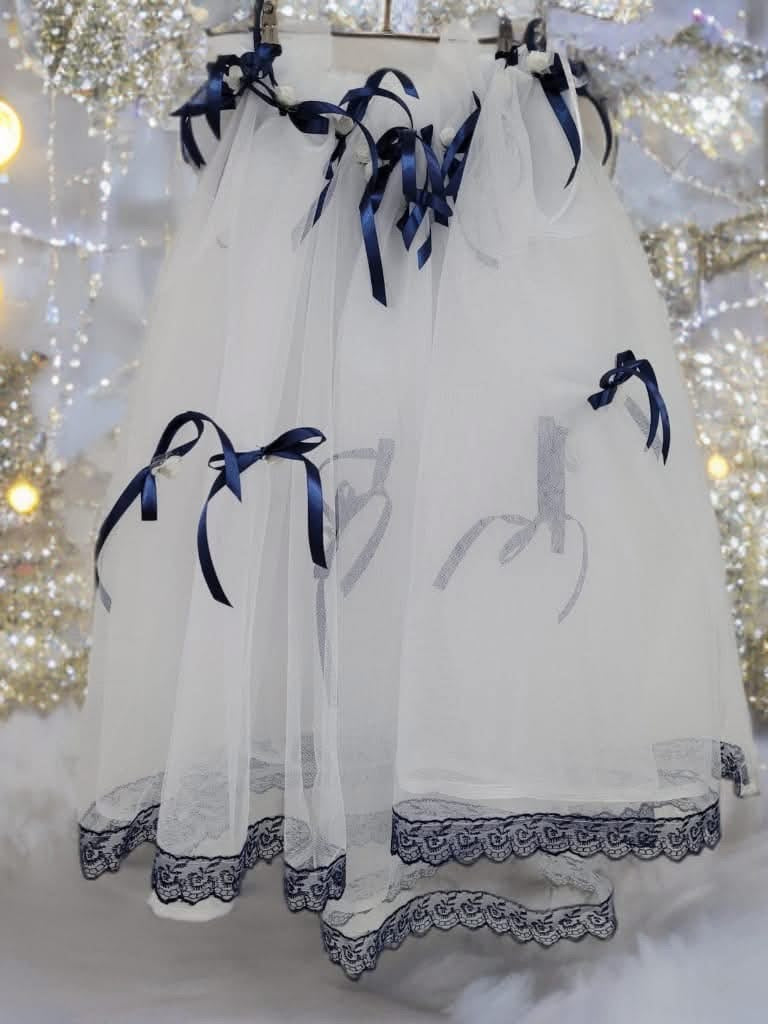 Tiul cristelnita - white & navy blue - O B S I D I O N