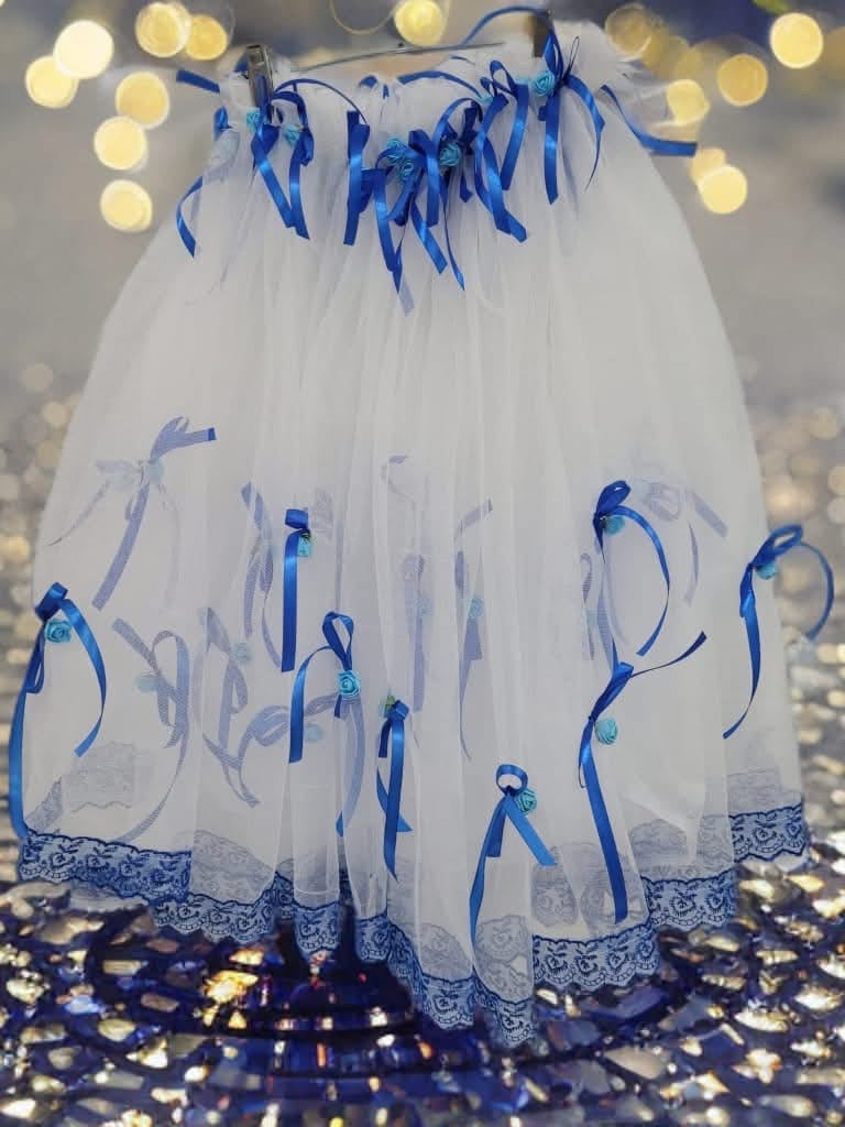 Tiul cristelnita - white & royal blue - O B S I D I O N