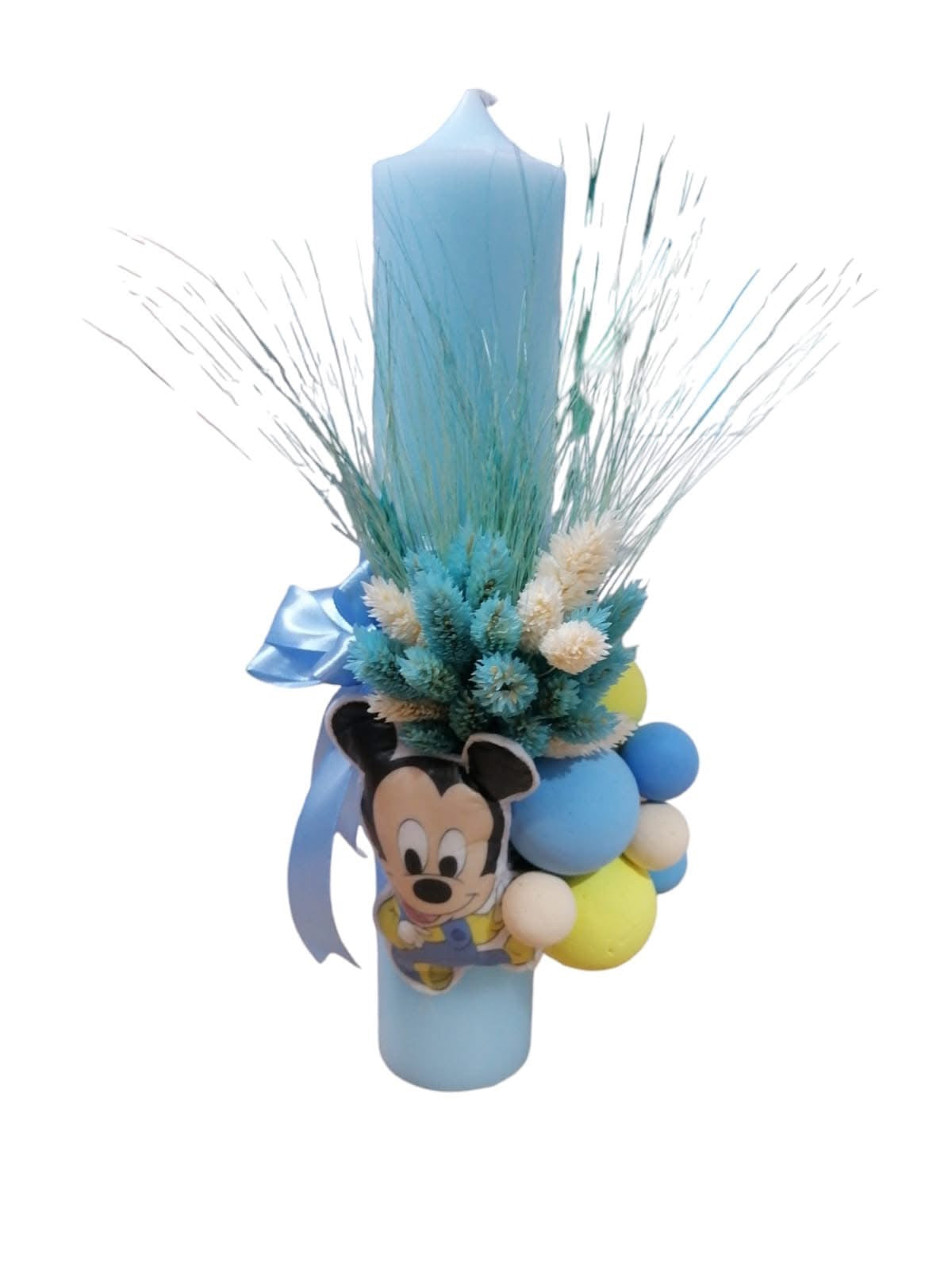 Lumanare botez colorata cu personaj - baby blue Mickey - O B S I D I O N