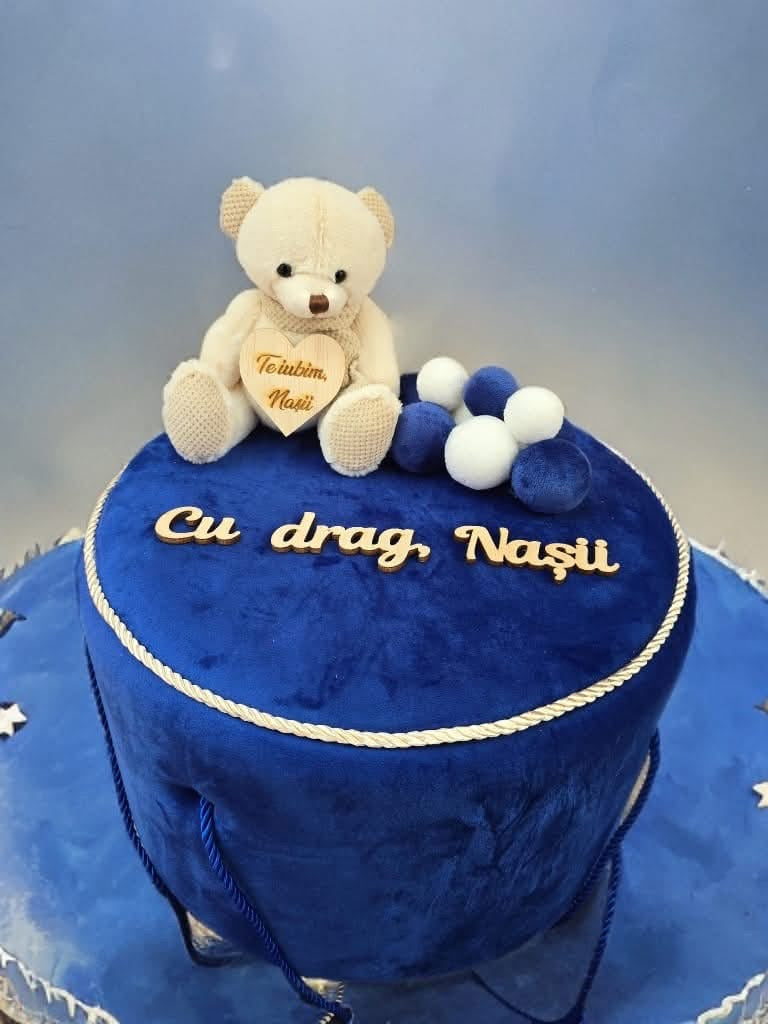 Cutie botez catifea buretata - royal blue - O B S I D I O N