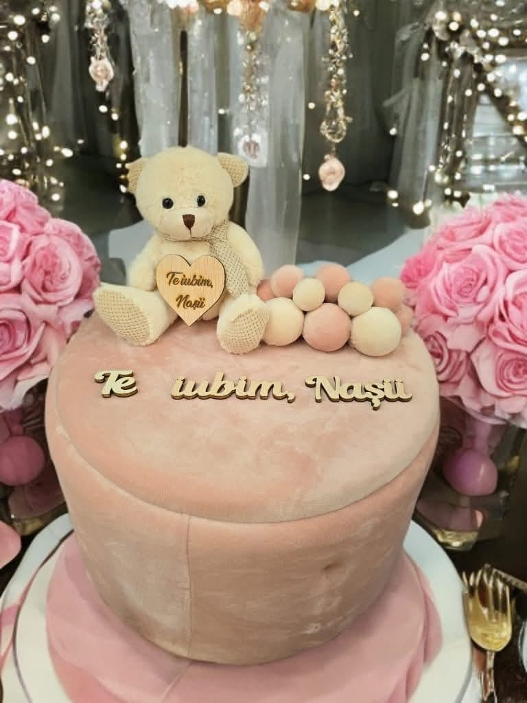 Cutie botez catifea buretata - light powder pink - O B S I D I O N