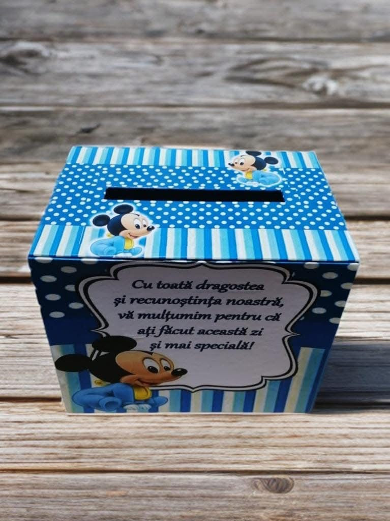 Cutie dar botez - blue baby Mickey - O B S I D I O N