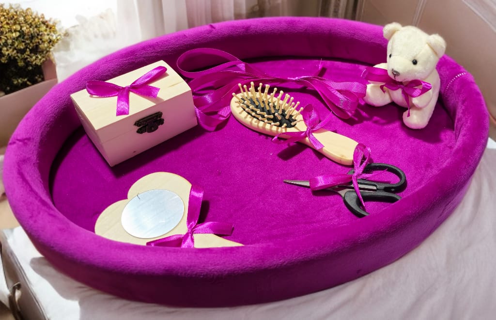 Tavita mot turta catifea buretata ovala - intense pink - O B S I D I O N