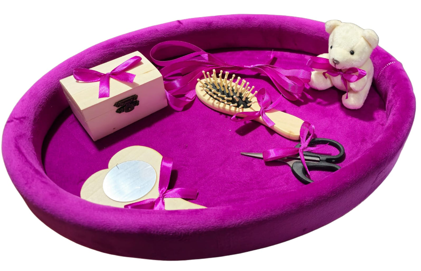 Tavita mot turta catifea buretata ovala - intense pink - O B S I D I O N