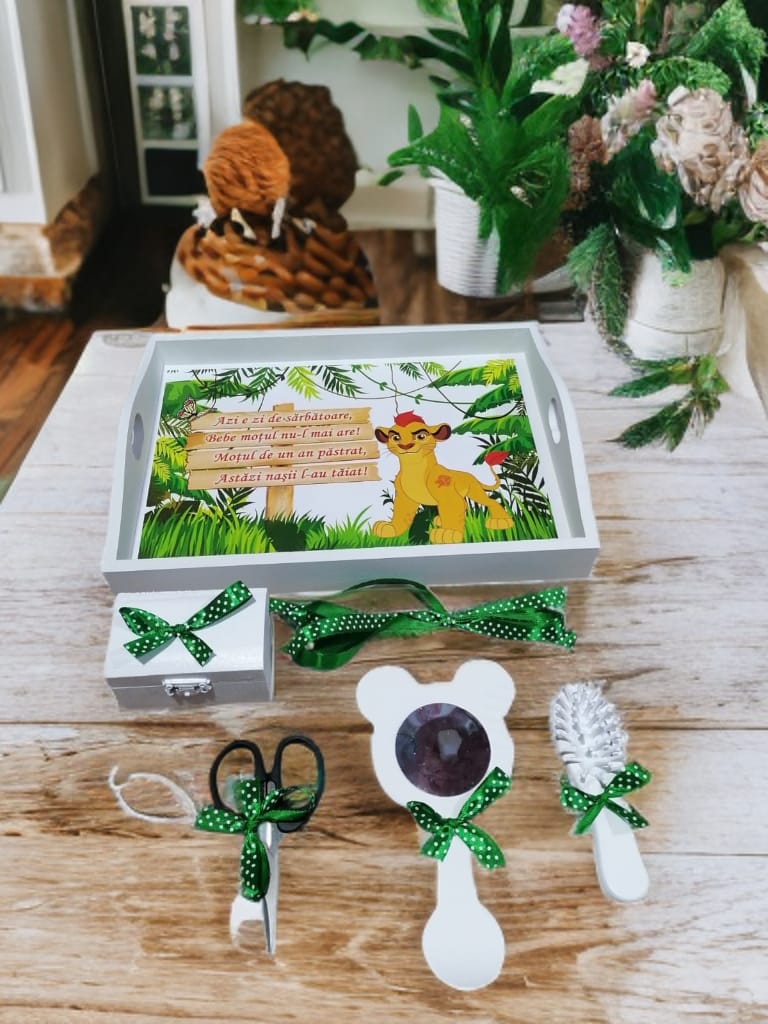 Tavita mot turta print colorata - green lion - O B S I D I O N