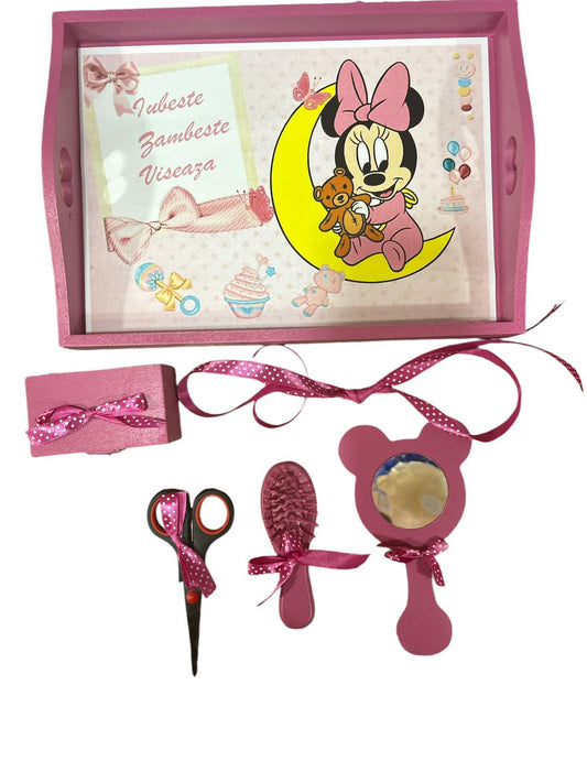 Tavita mot turta print colorata - pink Minnie moon - O B S I D I O N