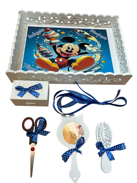 Tavita mot turta plastic dantelat - navy Mickey space - O B S I D I O N