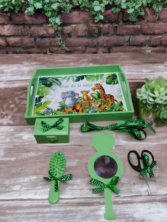 Tavita mot turta print colorata - green jungle - O B S I D I O N