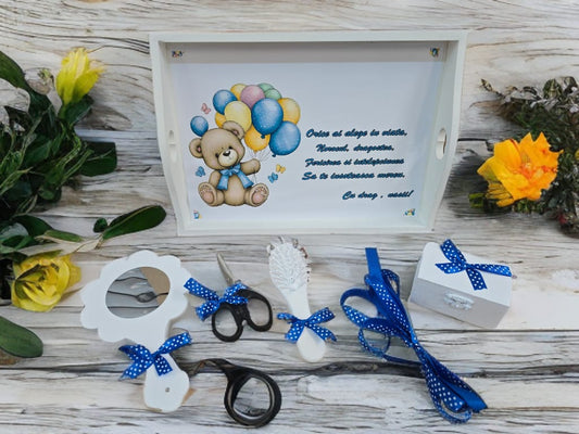 Tavita mot turta print colorata - blue teddy ballons - O B S I D I O N