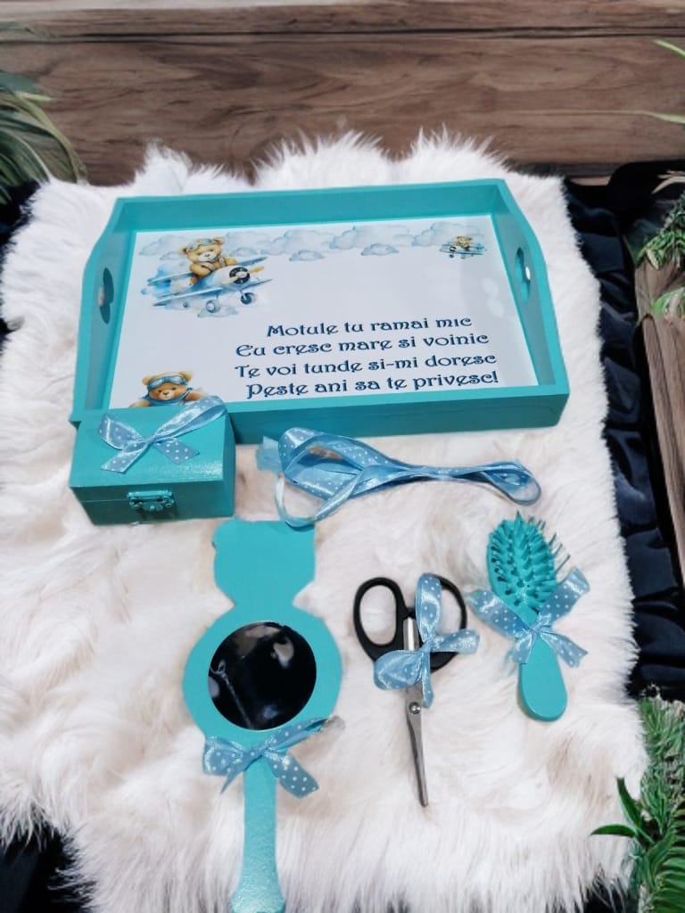 Tavita mot turta print colorata - turqouise Teddy pilot - O B S I D I O N