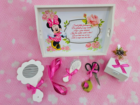Tavita mot turta print colorata - pink Minnie flower - O B S I D I O N