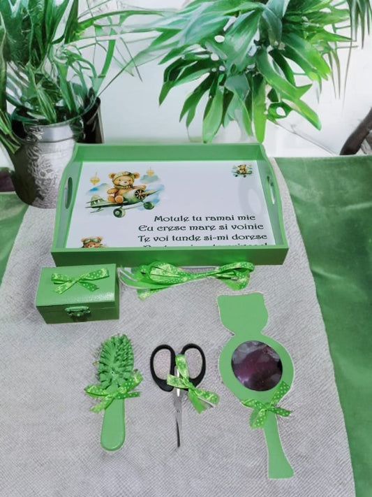 Tavita mot turta print colorata - green Teddy pilot - O B S I D I O N