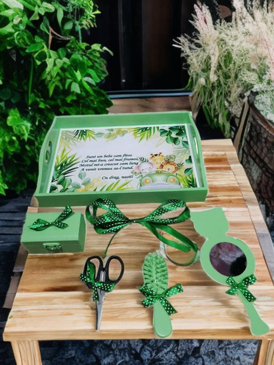 Tavita mot turta print colorata - green animals - O B S I D I O N