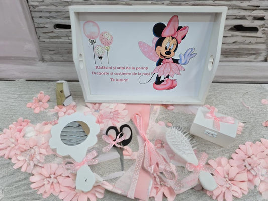 Tavita mot turta print colorata - powder pink Minnie pixie - O B S I D I O N
