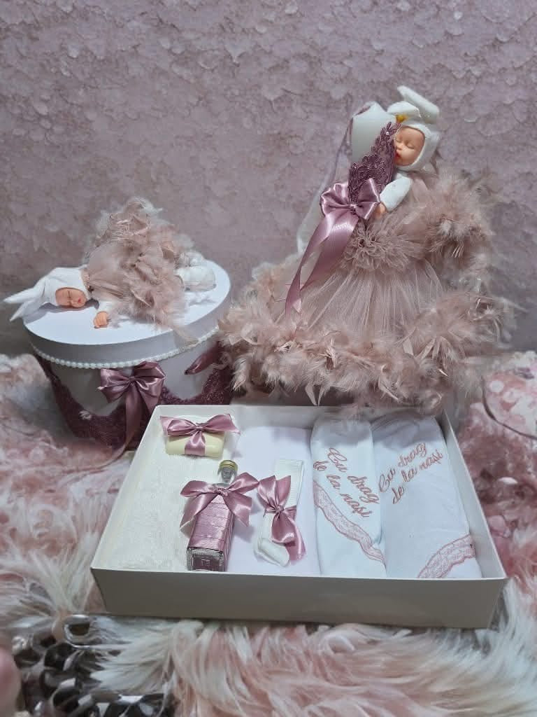Set Angel powder pink - trusou lumanare cutie - O B S I D I O N