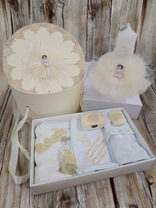 Set Aurora white cream - trusou lumanare cutie - O B S I D I O N
