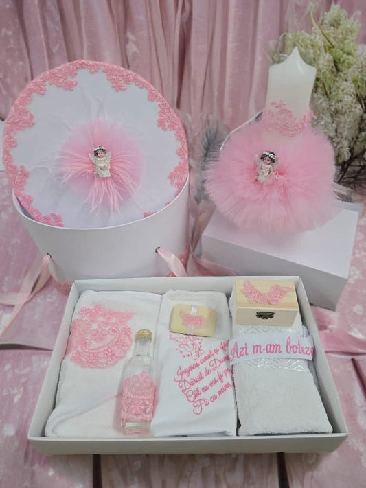 Set Aurora white pink - trusou lumanare cutie - O B S I D I O N