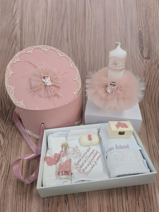 Set Aurora powder pink - trusou lumanare cutie - O B S I D I O N