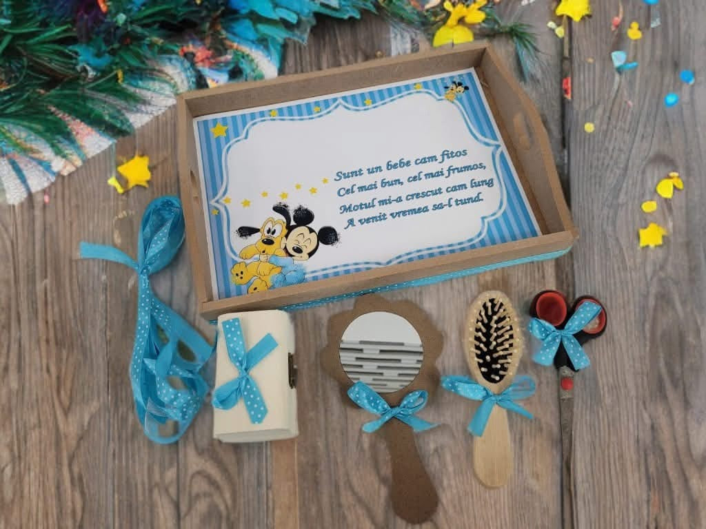 Tavita mot turta print simpla - turquoise baby Mickey & Pluto - O B S I D I O N