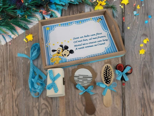 Tavita mot turta print simpla - turquoise baby Mickey & Pluto - O B S I D I O N