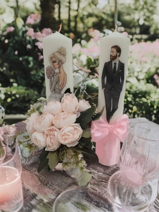 Lumanari cununie basic -  baby pink - O B S I D I O N