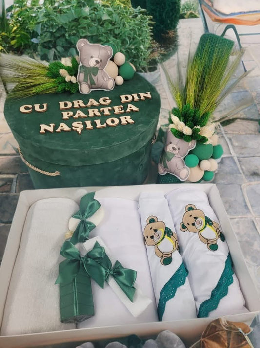 Set Velvet green teddy - trusou lumanare cutie - O B S I D I O N