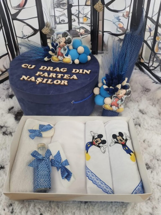 Set Velvet navy blue Mickey - trusou lumanare cutie - O B S I D I O N