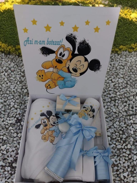 Set Disney baby blue Mickey & Pluto - trusou lumanare cutie - O B S I D I O N