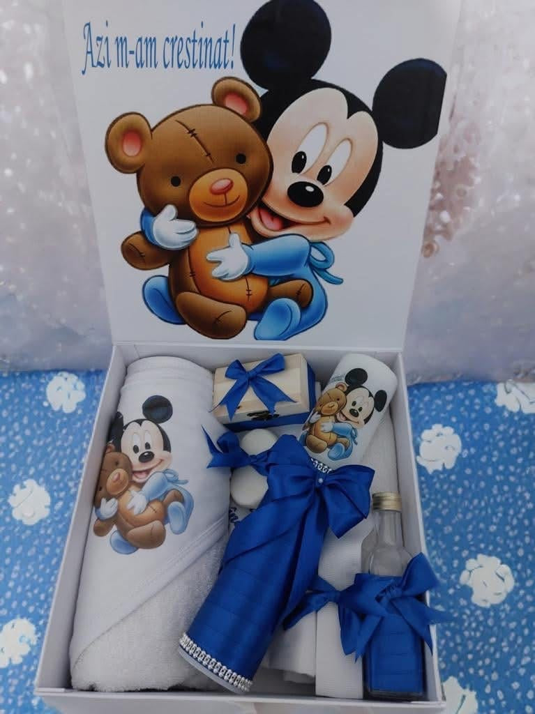 Set Disney blue baby Mickey - trusou lumanare cutie - O B S I D I O N