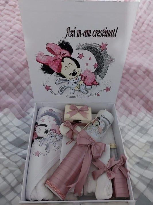 Set Disney powder pink baby Minnie - trusou lumanare cutie - O B S I D I O N