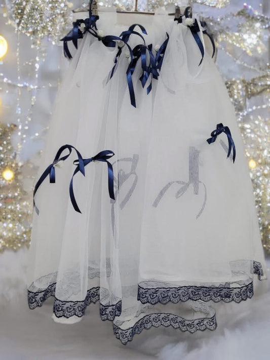 Tiul cristelnita - white & navy blue - O B S I D I O N