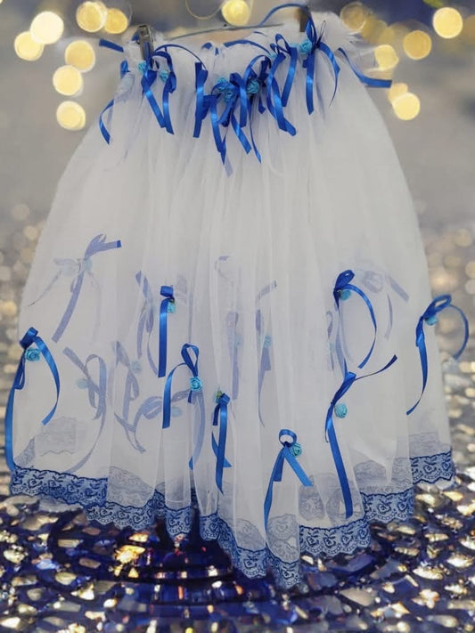 Tiul cristelnita - white & royal blue - O B S I D I O N