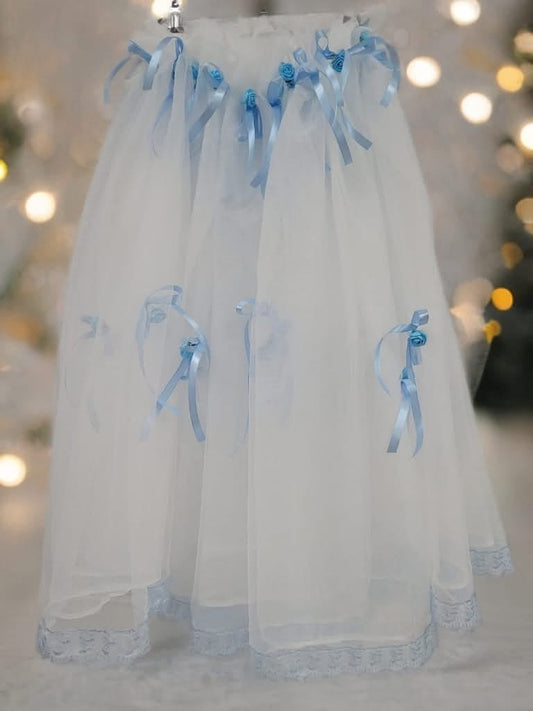 Tiul cristelnita - white & baby blue - O B S I D I O N