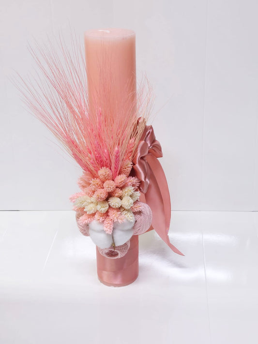 Lumanare botez colorata simpla - peach - O B S I D I O N