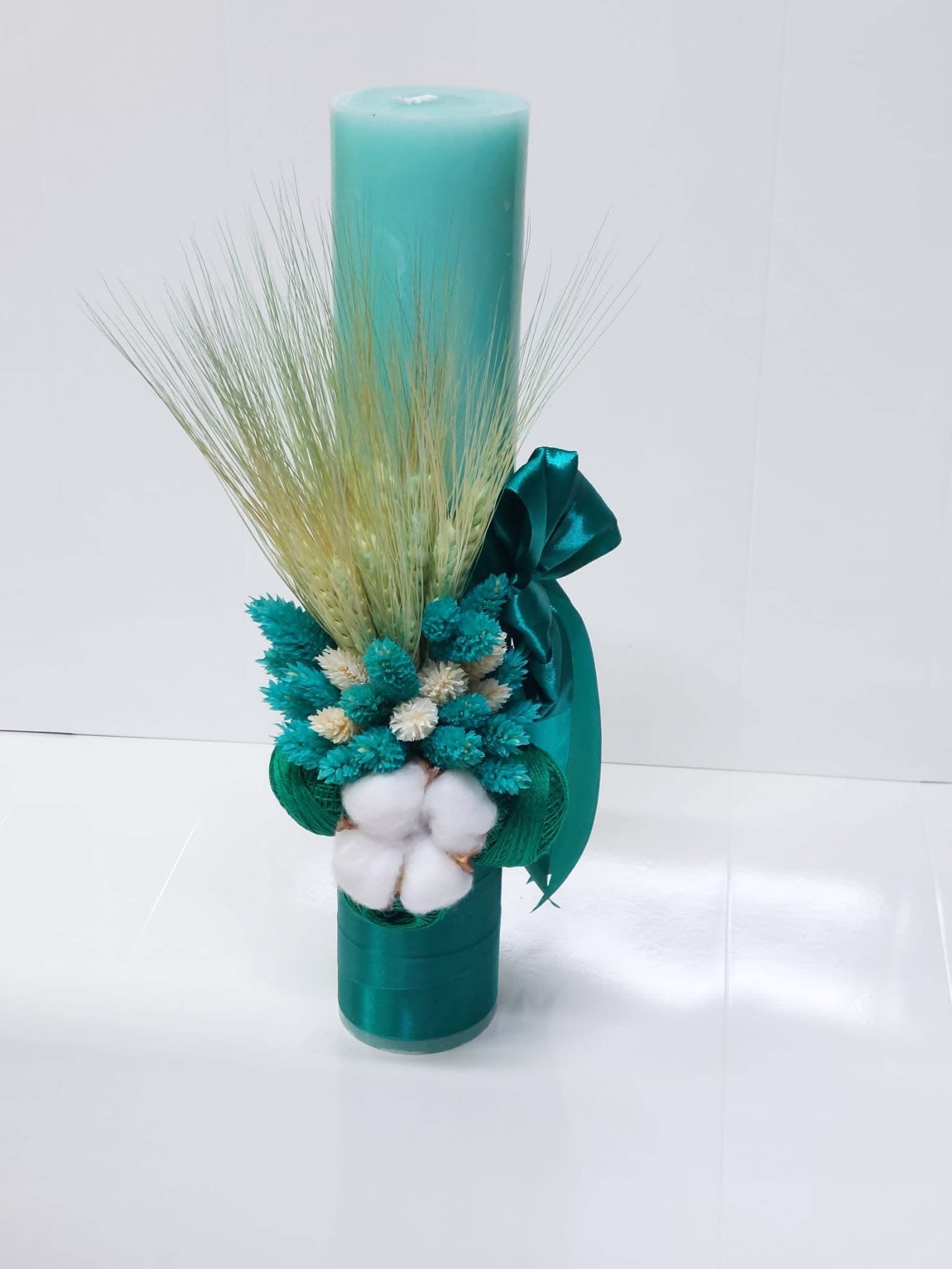 Lumanare botez colorata simpla - turquoise - O B S I D I O N