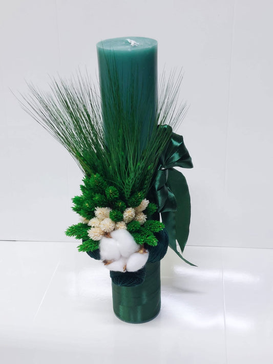 Lumanare botez colorata simpla - dark green - O B S I D I O N