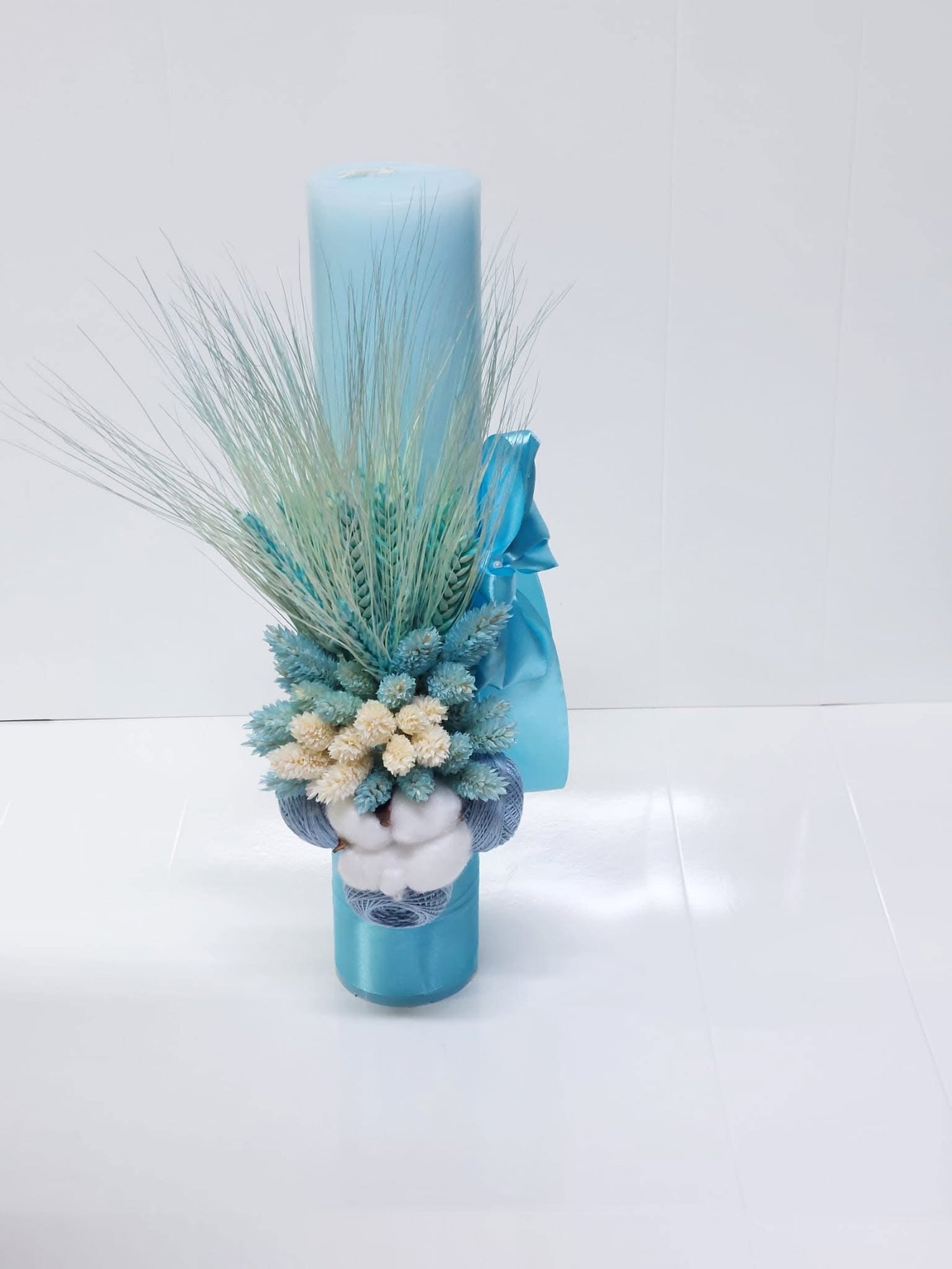 Lumanare botez colorata simpla - baby blue - O B S I D I O N