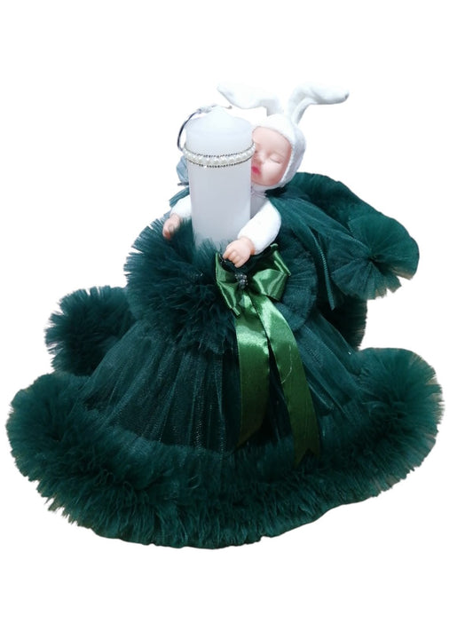 Lumanare botez Princess - dark green - O B S I D I O N