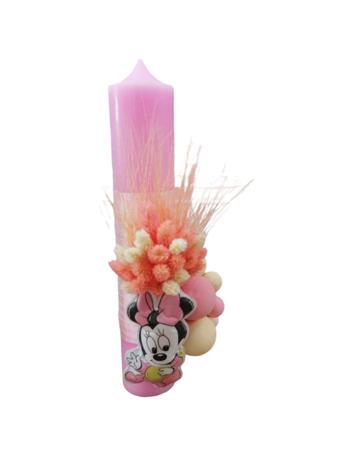 Lumanare botez colorata cu personaj - pink Minnie - O B S I D I O N