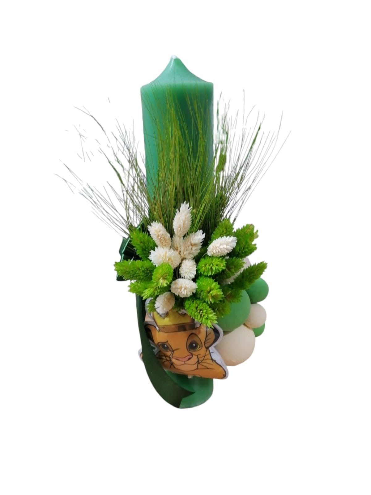 Lumanare botez colorata cu personaj- dark green lion - O B S I D I O N