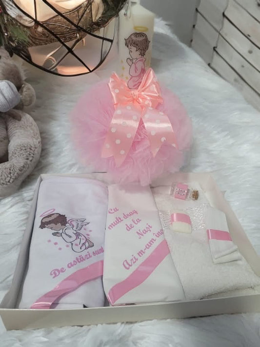 Set Divine baby pink angel  - trusou lumanare - O B S I D I O N