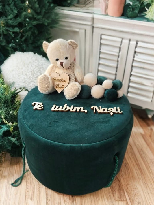 Cutie botez catifea buretata - dark green - O B S I D I O N
