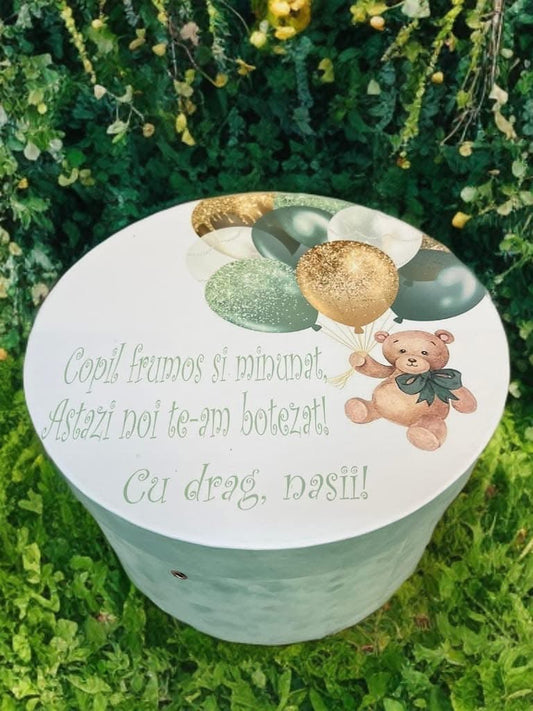 Cutie botez print & catifea - mint teddy - O B S I D I O N