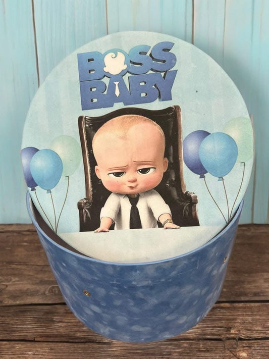 Cutie botez print & catifea - blue baby boss - O B S I D I O N