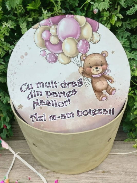 Cutie botez print & catifea - cream teddy girl - O B S I D I O N