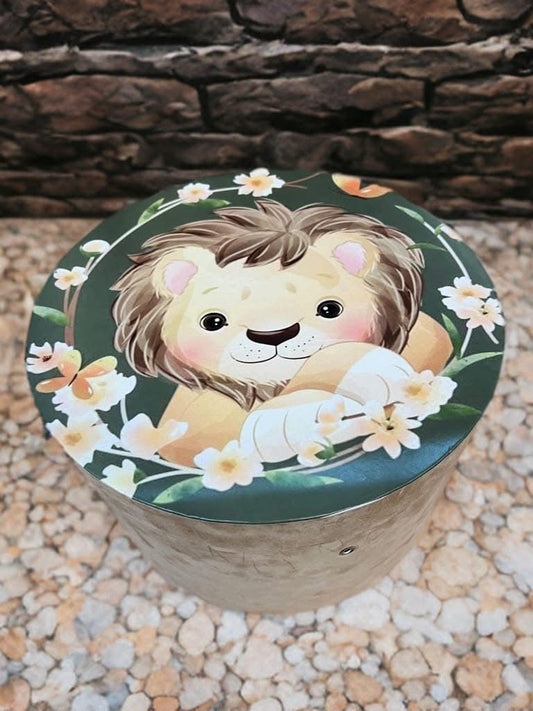 Cutie botez print & catifea - green lion - O B S I D I O N