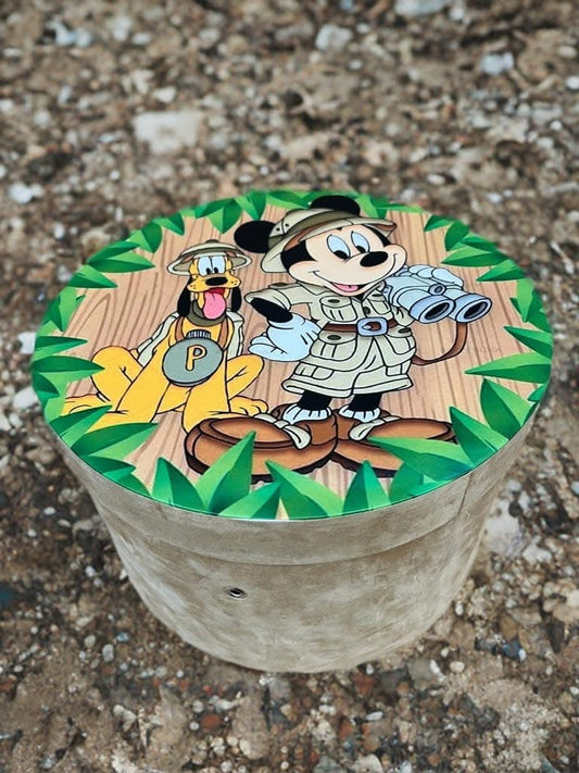 Cutie botez print & catifea - cream Mikey - O B S I D I O N